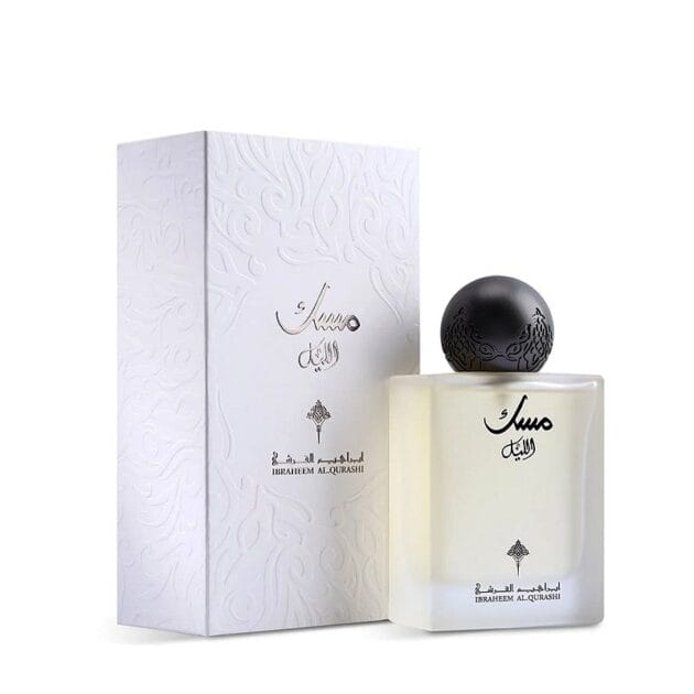 عطر مسك الليل Musk Al Layl من إبراهيم القرشي – زجاجة عطر أصلية 75 مل بخلفية بيضاء